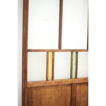 黄色と緑色ガラスの白木建具M 6枚1組　GD1290YD 