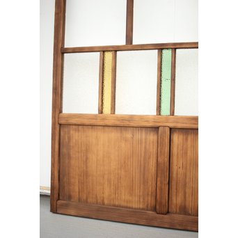 黄色と緑色ガラスの白木建具M 6枚1組　GD1290YD 