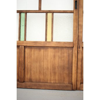 黄色と緑色ガラスの白木建具M 6枚1組　GD1290YD 