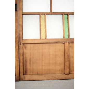 黄色と緑色ガラスの白木建具M 6枚1組　GD1290YD 