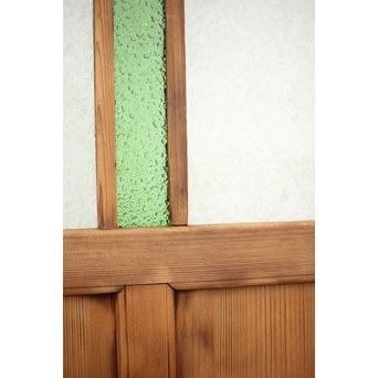 黄色と緑色ガラスの白木建具M 6枚1組　GD1290YD 