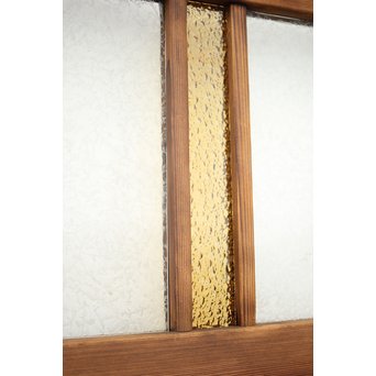 黄色と緑色ガラスの白木建具M 6枚1組　GD1290YD 