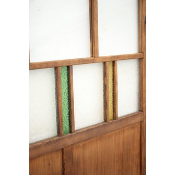 黄色と緑色ガラスの白木建具M 6枚1組　GD1290YD 