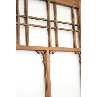 黄色と緑色ガラスの白木建具M 6枚1組　GD1290YD 