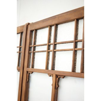 黄色と緑色ガラスの白木建具M 6枚1組　GD1290YD 