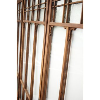 黄色と緑色ガラスの白木建具M 6枚1組　GD1290YD 