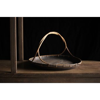 寺什物 栗と籐の堤盆　X240