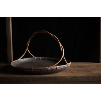 寺什物 栗と籐の堤盆　X240 