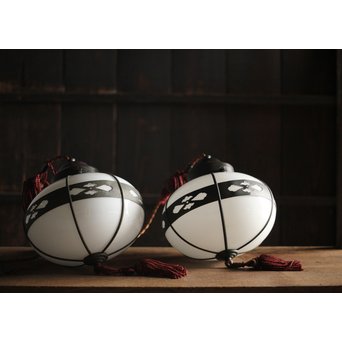 銅巻化粧のオーバル型照明 電笠 2個1組　A1993