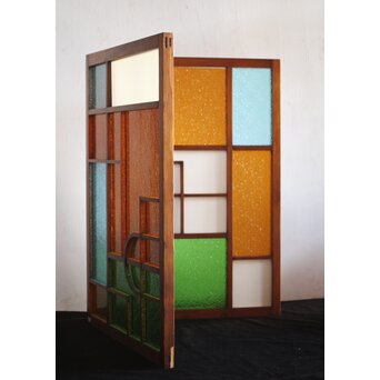 アールデコデザイン 色ガラス衝立 結界　Y025 