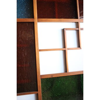 アールデコデザイン 色ガラス衝立 結界　Y025 