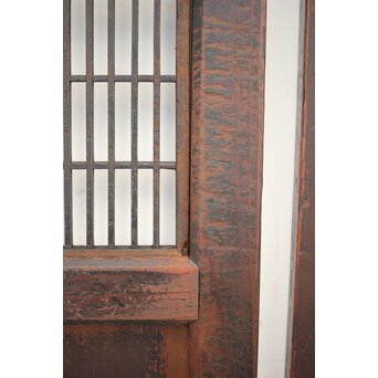 変わり障子枠の田舎風帯戸L 2枚1組　B990 時代の使用感が残ります