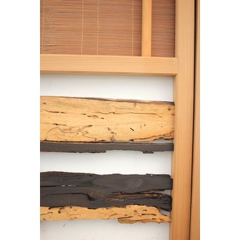 竹ひごと黒柿の夏戸/簀戸 4枚1組　F227 