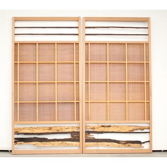 竹ひごと黒柿の夏戸/簀戸 4枚1組　F227 