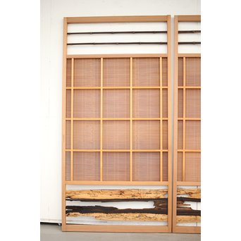 竹ひごと黒柿の夏戸/簀戸 4枚1組　F227 