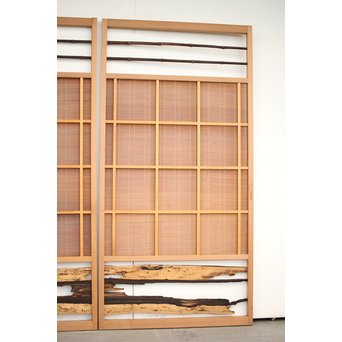 竹ひごと黒柿の夏戸/簀戸 4枚1組　F227 