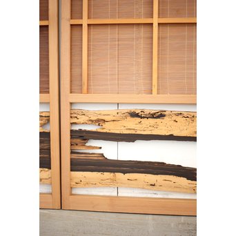 竹ひごと黒柿の夏戸/簀戸 4枚1組　F227 