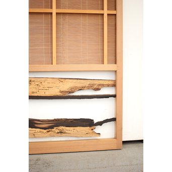 竹ひごと黒柿の夏戸/簀戸 4枚1組　F227 