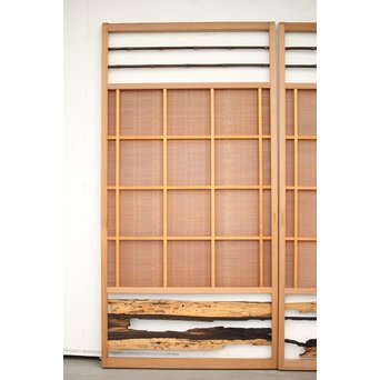 竹ひごと黒柿の夏戸/簀戸 4枚1組　F227 