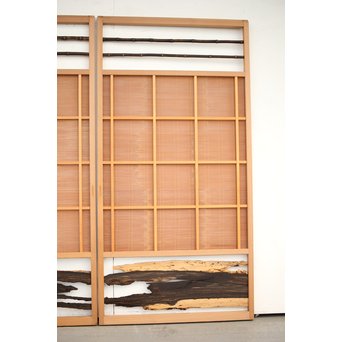 竹ひごと黒柿の夏戸/簀戸 4枚1組　F227 