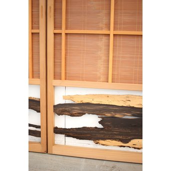 竹ひごと黒柿の夏戸/簀戸 4枚1組　F227 