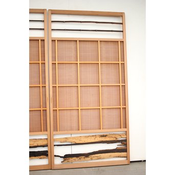 竹ひごと黒柿の夏戸/簀戸 4枚1組　F227 