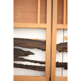 竹ひごと黒柿の夏戸/簀戸 4枚1組　F227 