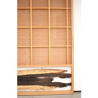 竹ひごと黒柿の夏戸/簀戸 4枚1組　F227 