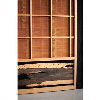 竹ひごと黒柿の夏戸/簀戸 4枚1組　F227 