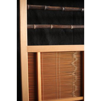 竹ひごと黒柿の夏戸/簀戸 4枚1組　F227 