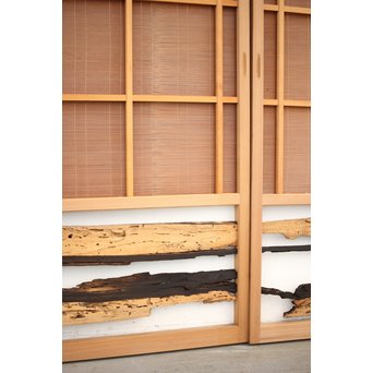 竹ひごと黒柿の夏戸/簀戸 4枚1組　F227 