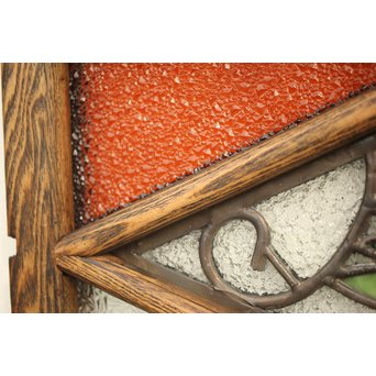 フルレストア 和製ステンドガラス 明り取り　2枚1組　GD1293 