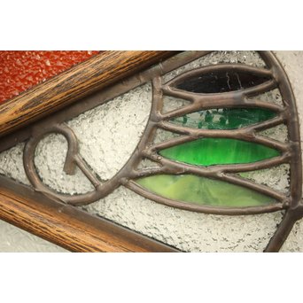 フルレストア 和製ステンドガラス 明り取り　2枚1組　GD1293 