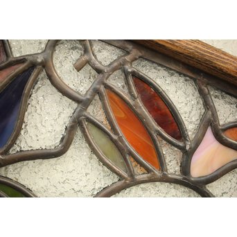 フルレストア 和製ステンドガラス 明り取り　2枚1組　GD1293 