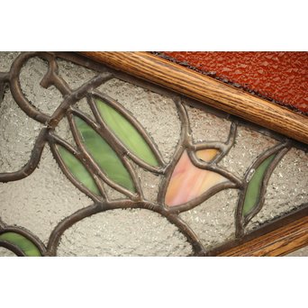 フルレストア 和製ステンドガラス 明り取り　2枚1組　GD1293 