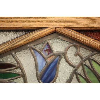 フルレストア 和製ステンドガラス 明り取り　2枚1組　GD1293 