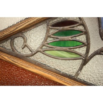 フルレストア 和製ステンドガラス 明り取り　2枚1組　GD1293 