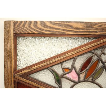 フルレストア 和製ステンドガラス 明り取り　2枚1組　GD1293 