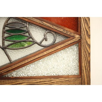 フルレストア 和製ステンドガラス 明り取り　2枚1組　GD1293 