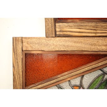 フルレストア 和製ステンドガラス 明り取り　2枚1組　GD1293 