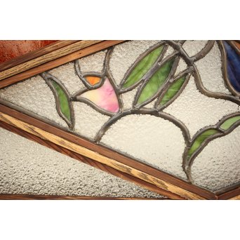 フルレストア 和製ステンドガラス 明り取り　2枚1組　GD1293 