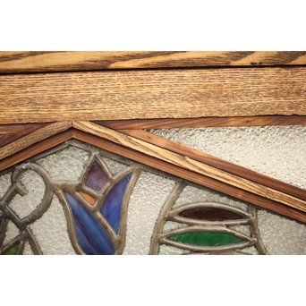 フルレストア 和製ステンドガラス 明り取り　2枚1組　GD1293 