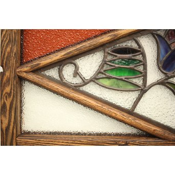 フルレストア 和製ステンドガラス 明り取り　2枚1組　GD1293 