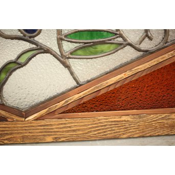 フルレストア 和製ステンドガラス 明り取り　2枚1組　GD1293 