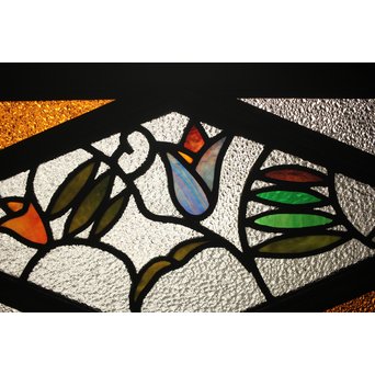 フルレストア 和製ステンドガラス 明り取り　2枚1組　GD1293 