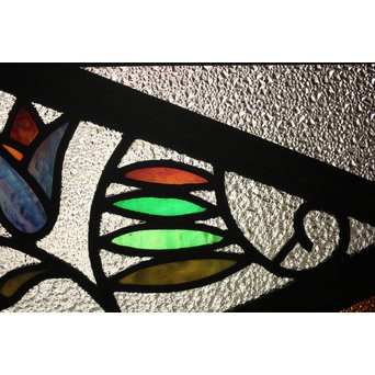 フルレストア 和製ステンドガラス 明り取り　2枚1組　GD1293 