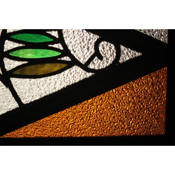 フルレストア 和製ステンドガラス 明り取り　2枚1組　GD1293 