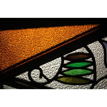 フルレストア 和製ステンドガラス 明り取り　2枚1組　GD1293 