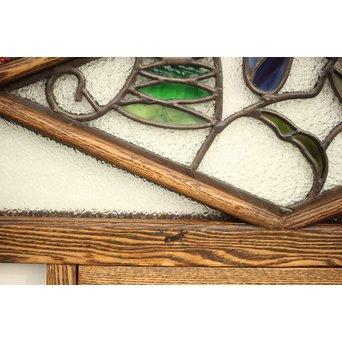 フルレストア 和製ステンドガラス 明り取り　2枚1組　GD1293 