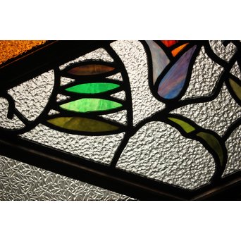 フルレストア 和製ステンドガラス 明り取り　2枚1組　GD1293 